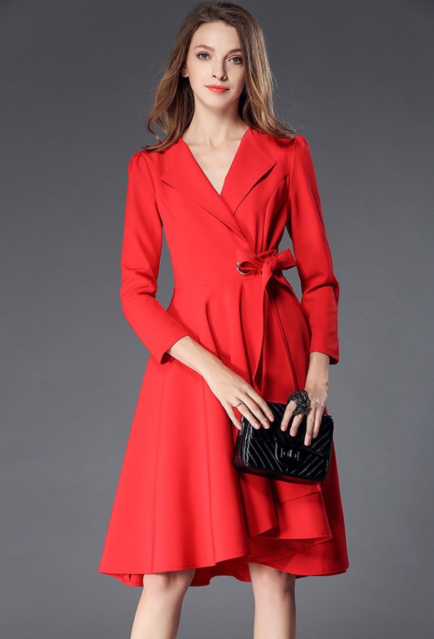 Raudona  (juoda)  suknelė su kaspinu S-M  (VIN1283_1)