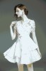 Balta gėlėta, siuvinėta, pastelinių spalvų suknelė puošta karoliukais S  (VIN1325_1)