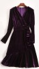 Violetinės spalvos aksominė suknelė L-XL  (VIN1185_1)