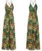 Žalia gėlėta ilga suknelė atvira nugara M  (VIN1429_1)